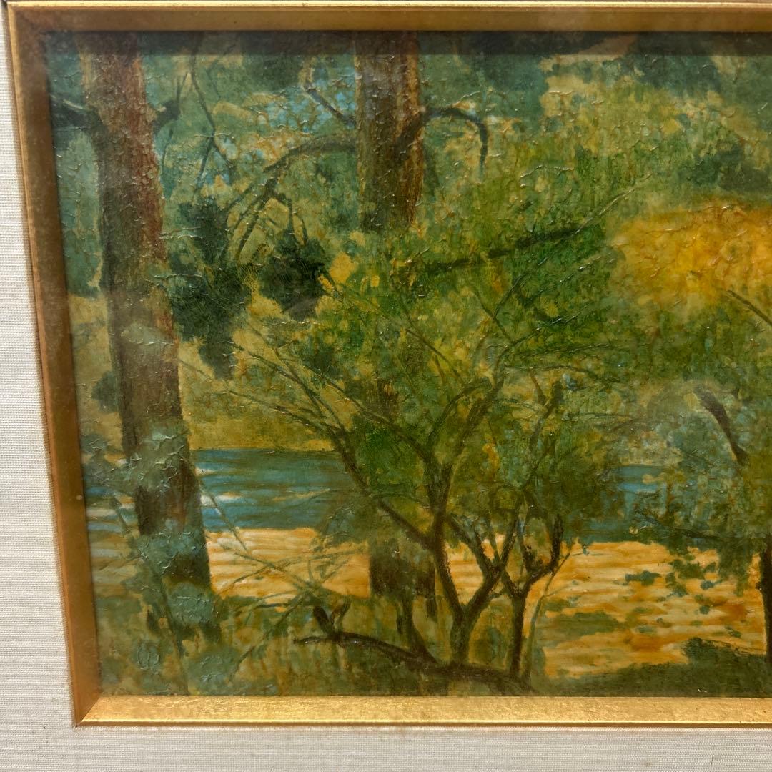 日本画 風景画 茶色と金色のフレーム　寺内萬次郎作家