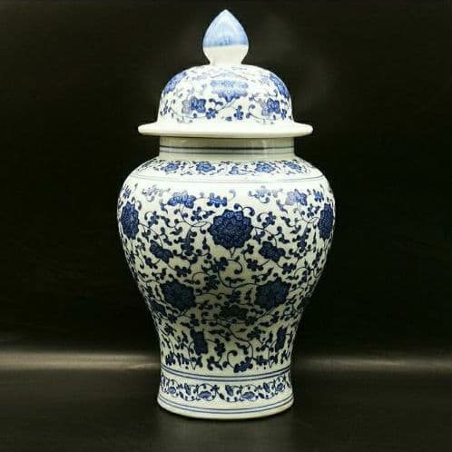 青花染付将軍缶 （物入れ）中国の陶器　時代物　工芸品