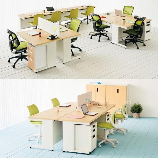 【バラシ/引き取り限定】デスク・サイドチェストセット 木目 【堺市】②