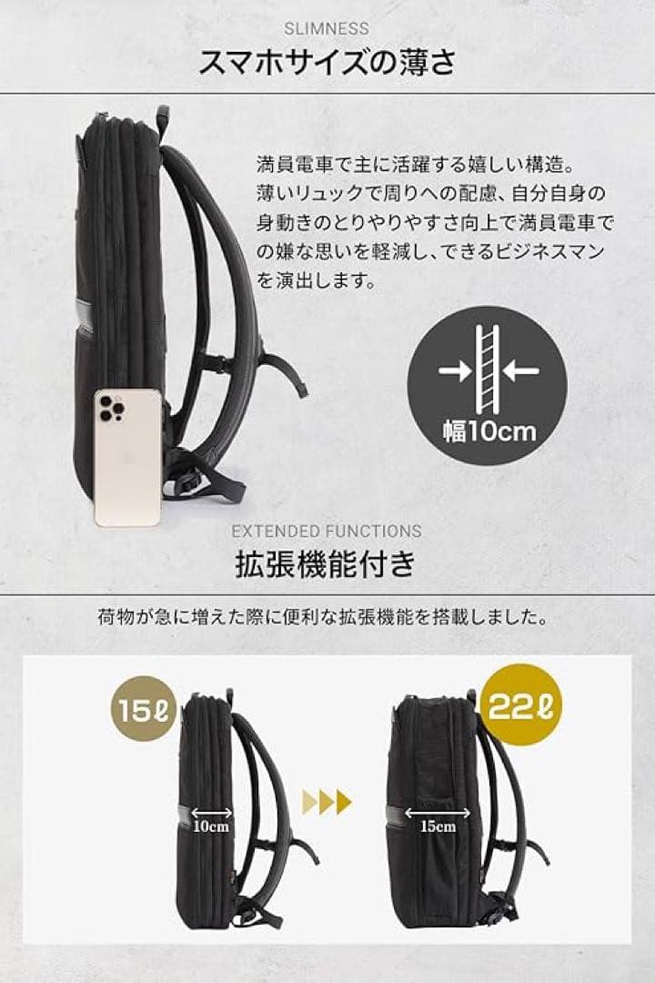 [Evoon] マルチビジネスリュックSlim X 薄型