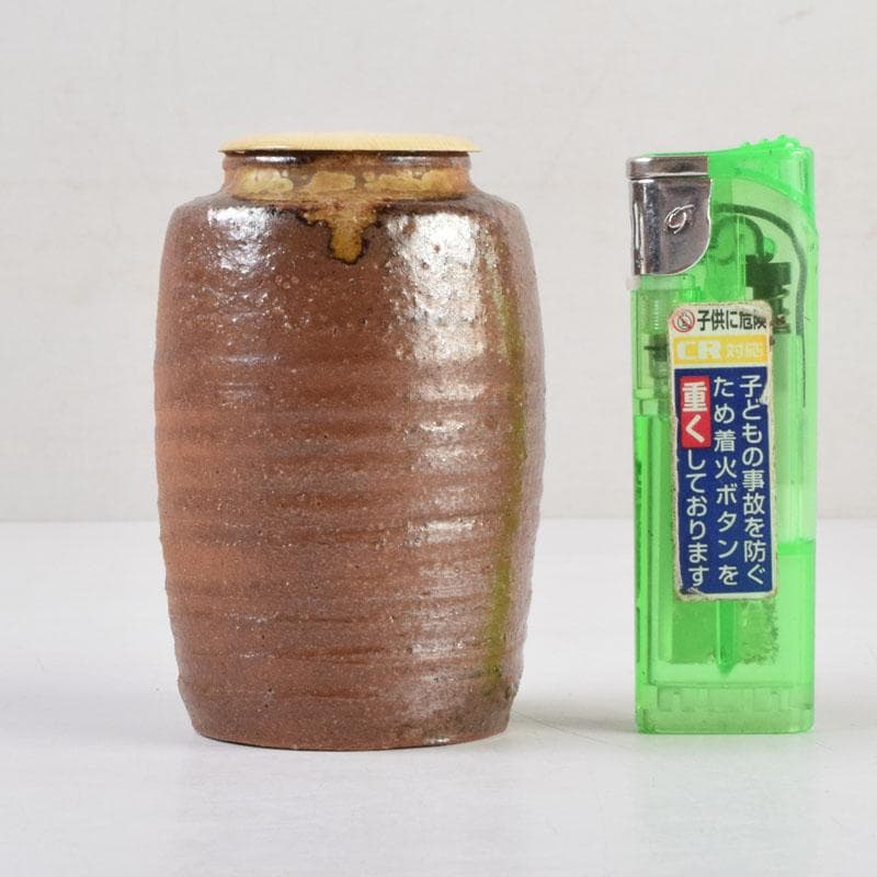 茶道具　信楽焼　清宗作　肩衝茶入　仕覆付　共箱　V　9141