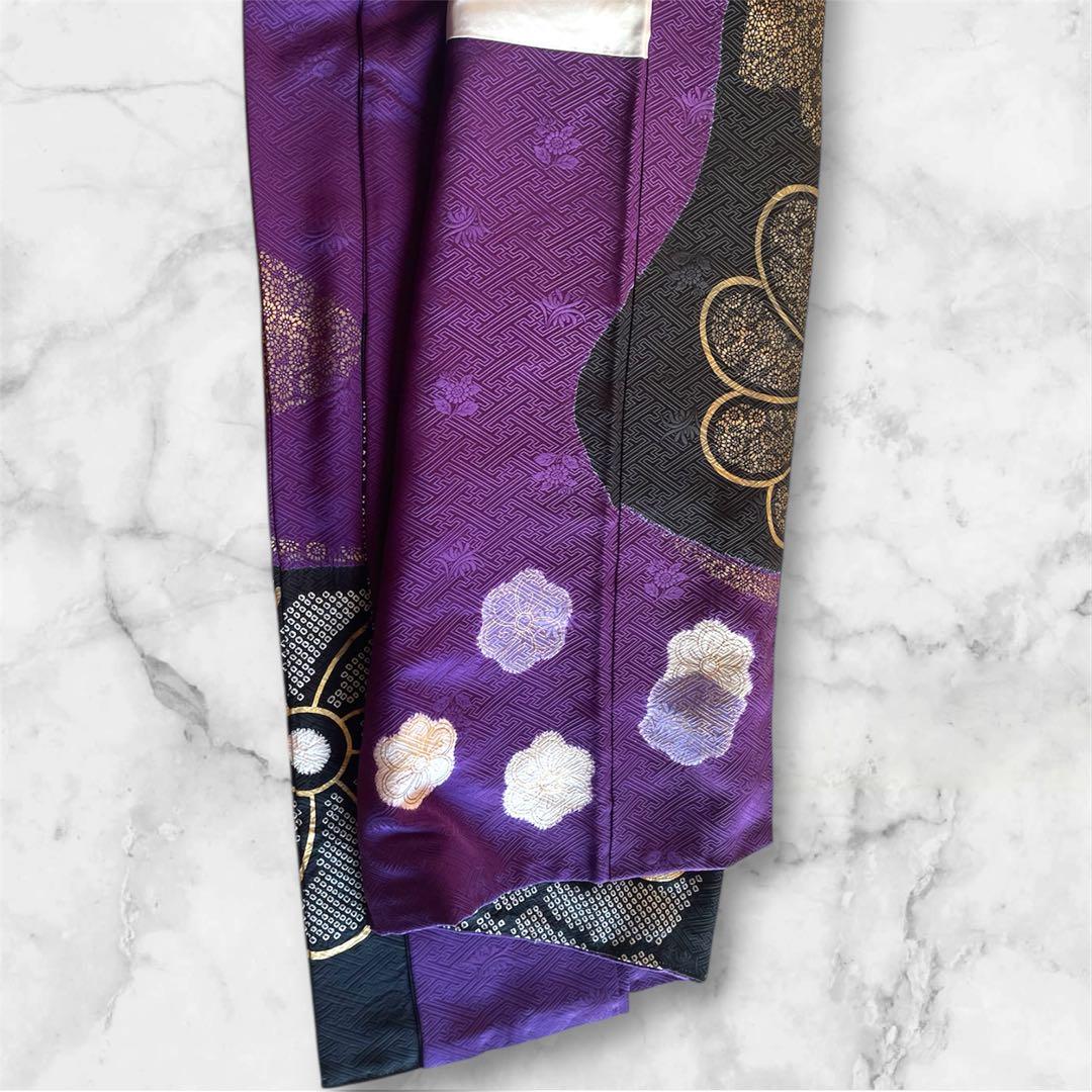 SURF様 手絞り 金駒刺繍 高貴紫 ファーショール付き 振袖 安心セット