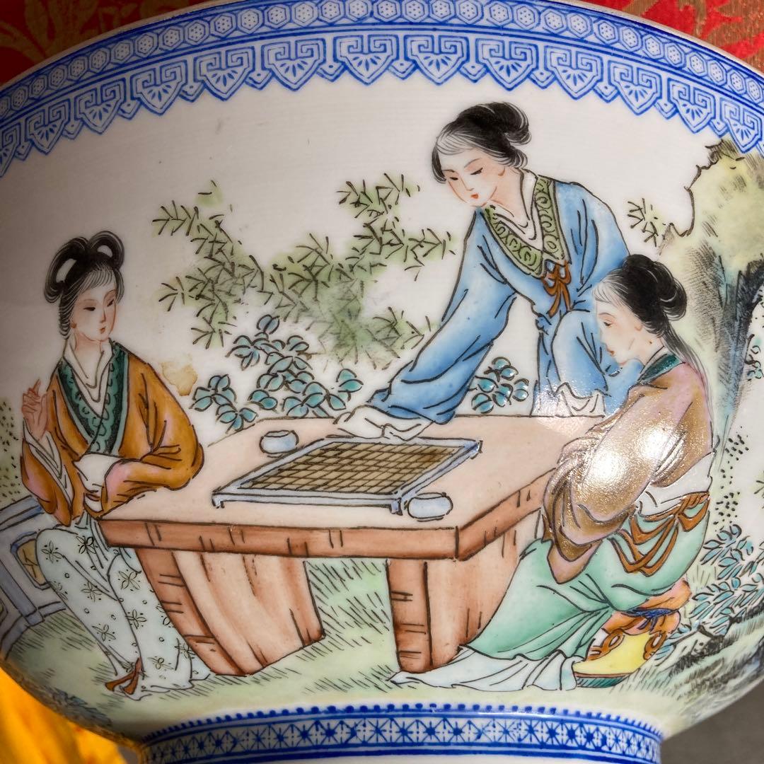 【景徳鎮製】景徳鎮の伝統　中国の名窯　乾隆年製　錦宮廷女官図　極薄胎　大鉢