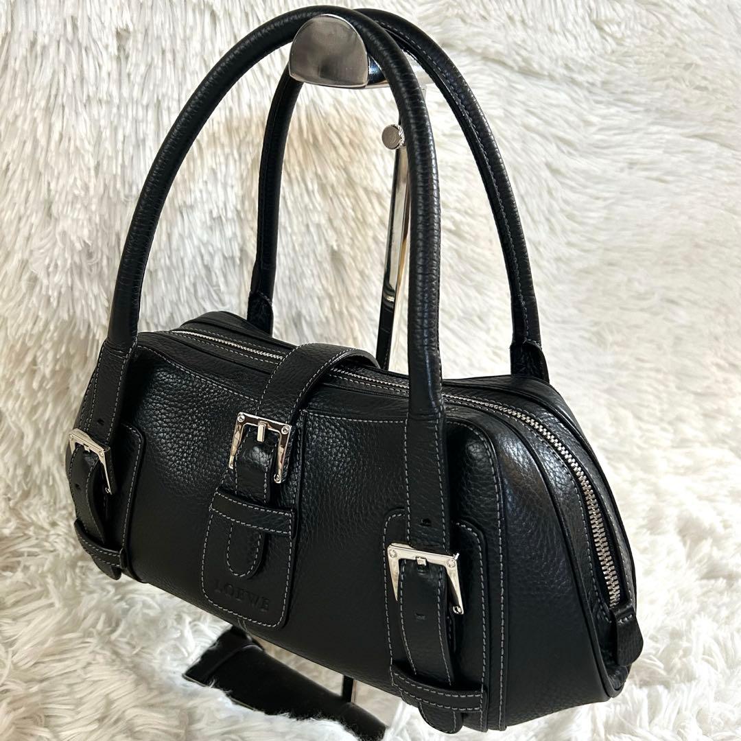 レア＊未使用級✨ロエベ ハンドバッグ センダ シボ革 レザー 肩掛け可 黒