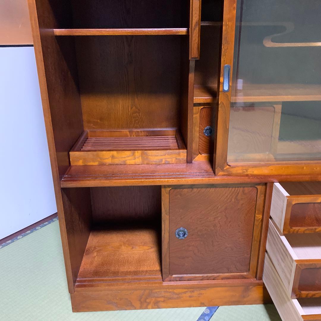 茶箪笥　和風収納棚 ガラス扉付き　アンティーク風　高さ約120㎝