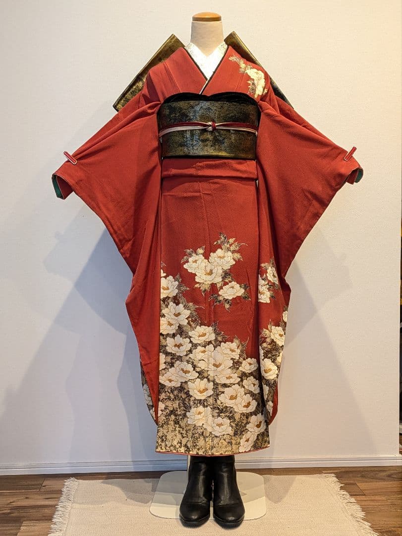 振袖フルセット 身丈166裄68 赤 金彩 暈し染め 鈴乃屋 成人式 逸品