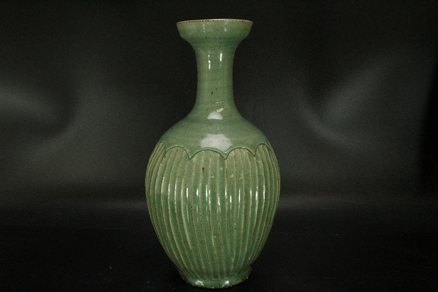 高麗 李朝 青磁 瓶 高30.5cm(ZE558)