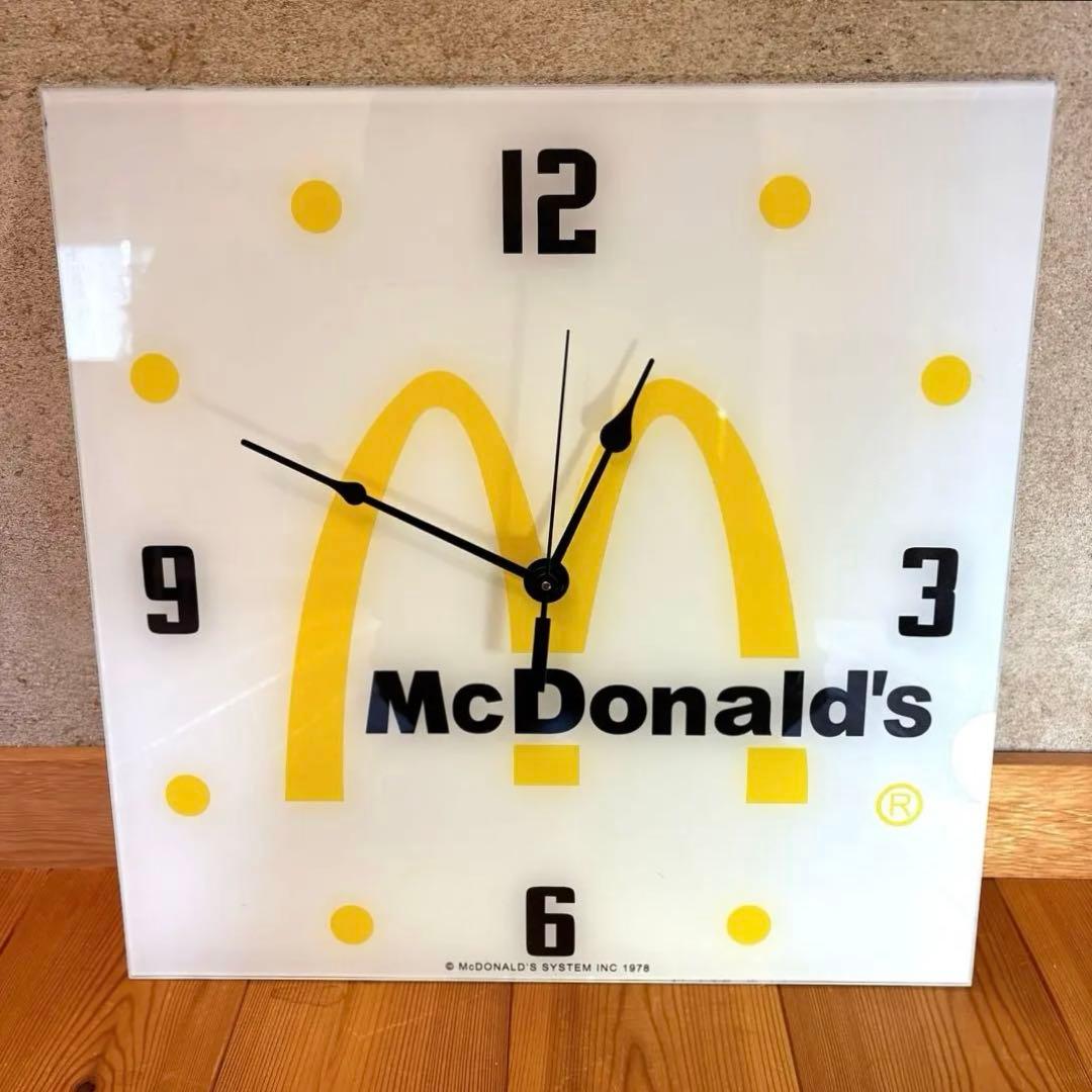 レア！　1978年　マクドナルド　ガラス　時計　クロック　店舗用　看板　サイン