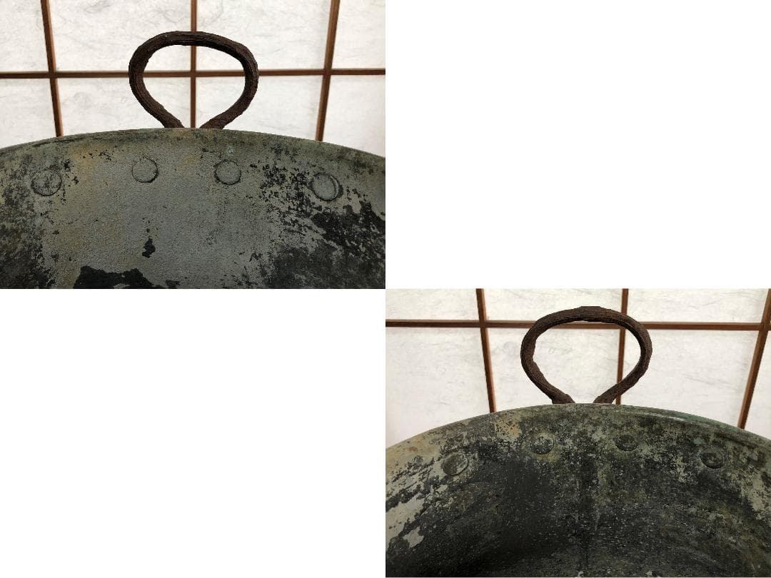 【 青銅陣釜 戦陣釜 】 傳今川義元公之炊飯釜　戦国時代　旧家所蔵