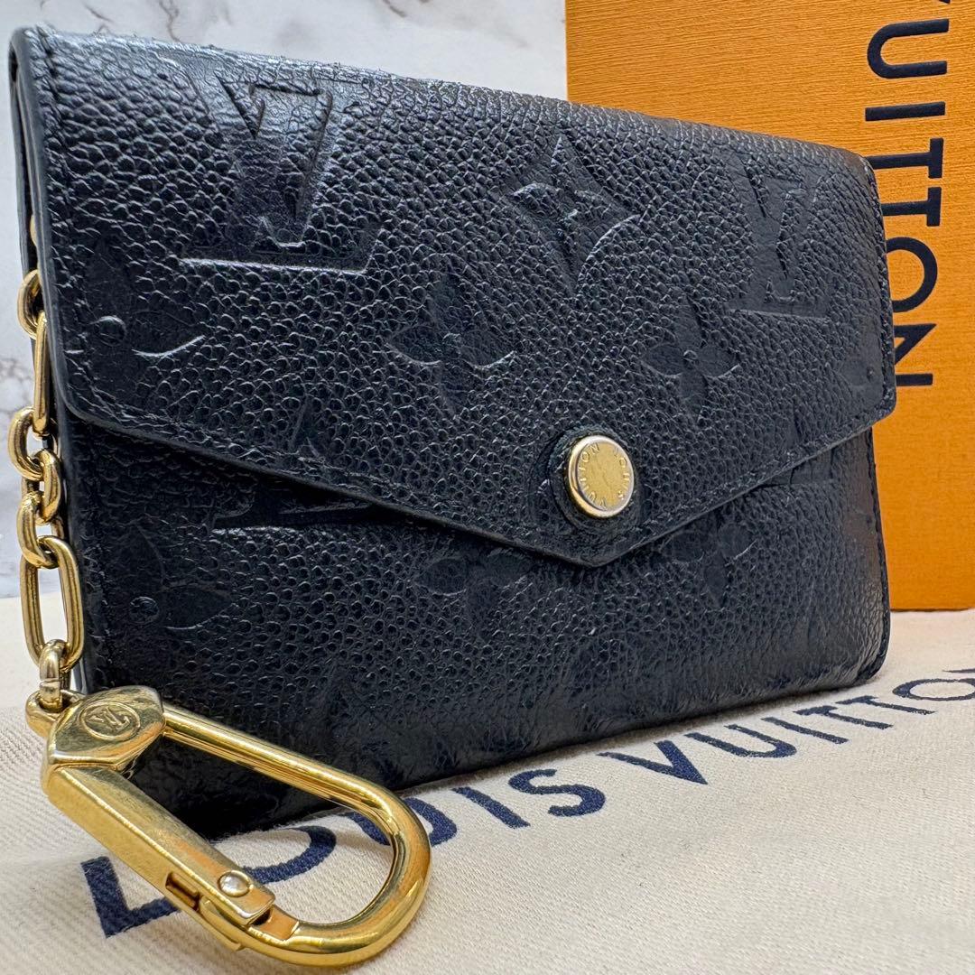 【極美品】ルイヴィトン ポシェットクレ モノグラム アンプラント レザー 黒