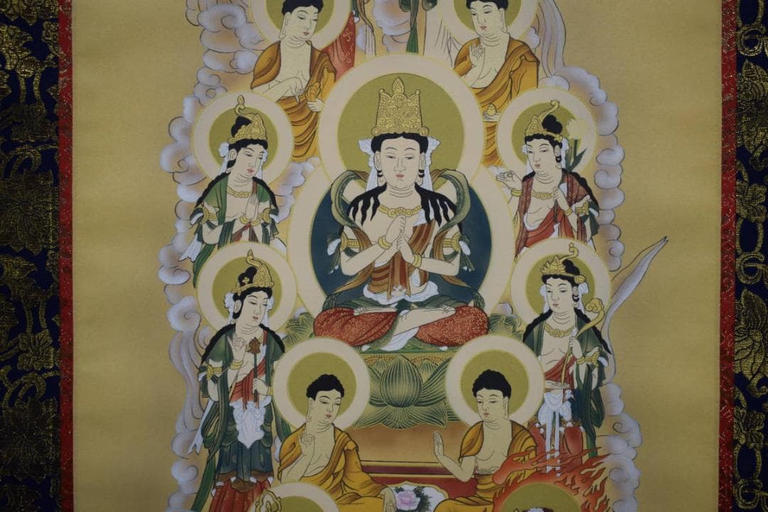 真作/寺山有慶/真言十三佛図/桐共箱付/布袋屋掛軸HH-176