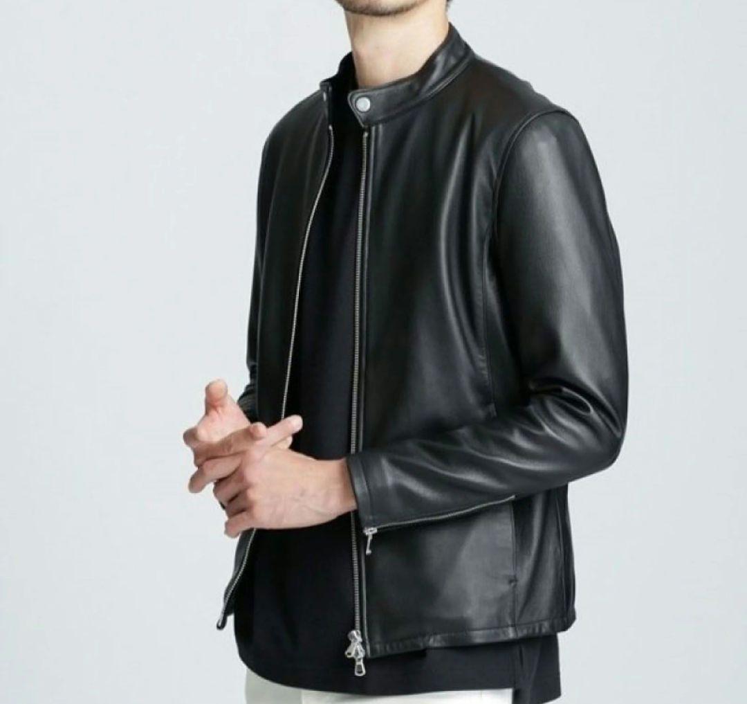 美品■NANO UNIVERSE シングル ライダースジャケット ラムレザー