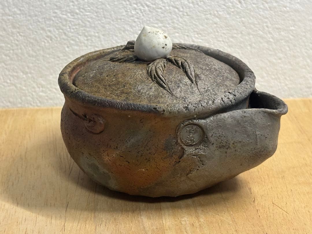 71.備前焼 宝瓶 登り窯 白桃 はくとう 桃 もも モモ 手びねり 急須