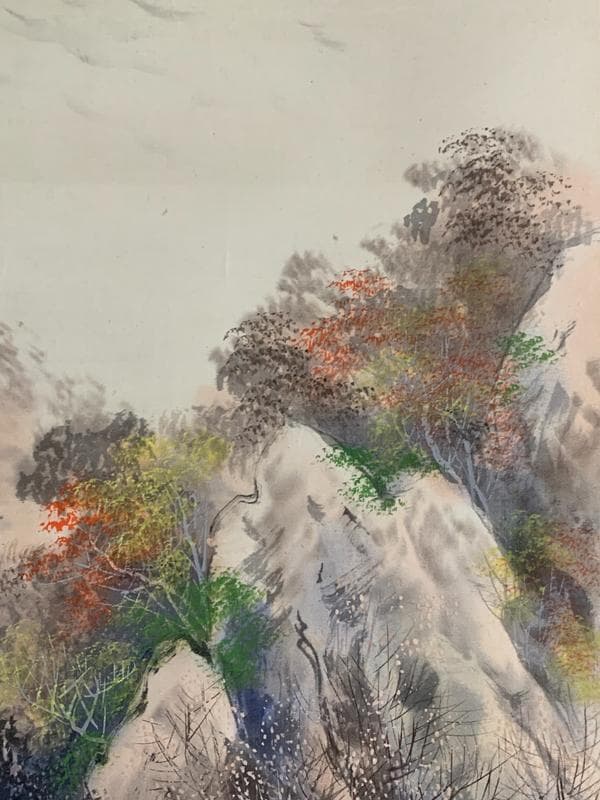 《東山魁夷》「秋渓」　絹本 肉筆 掛軸 共箱・二重箱 文化勲章 25n896