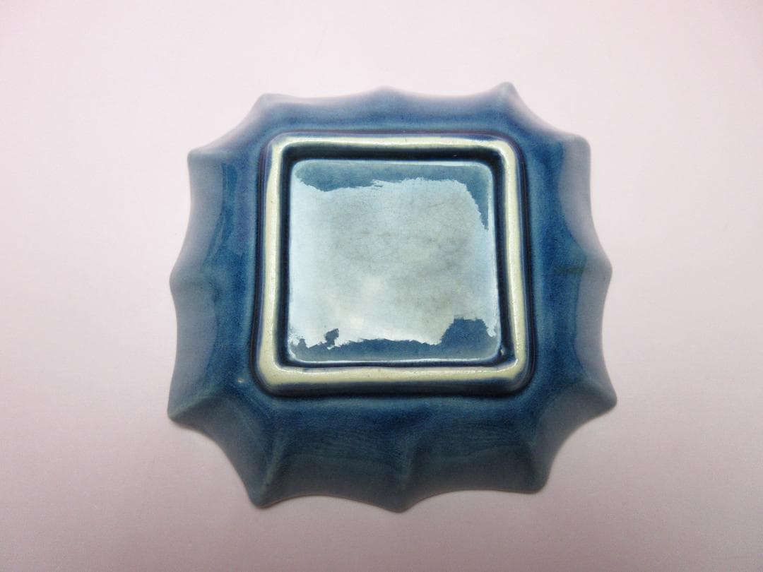 珉平焼 四方隅切皿 交趾陽刻 小皿 ７枚　70707