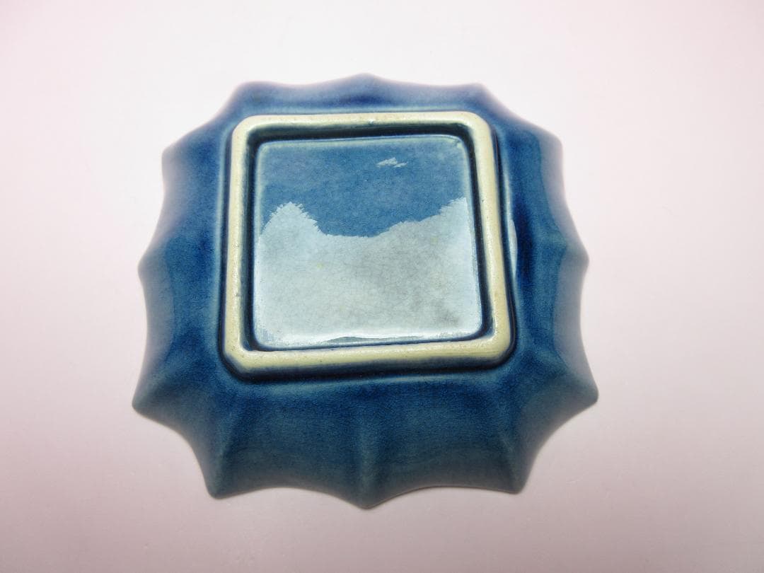 珉平焼 四方隅切皿 交趾陽刻 小皿 ７枚　70707