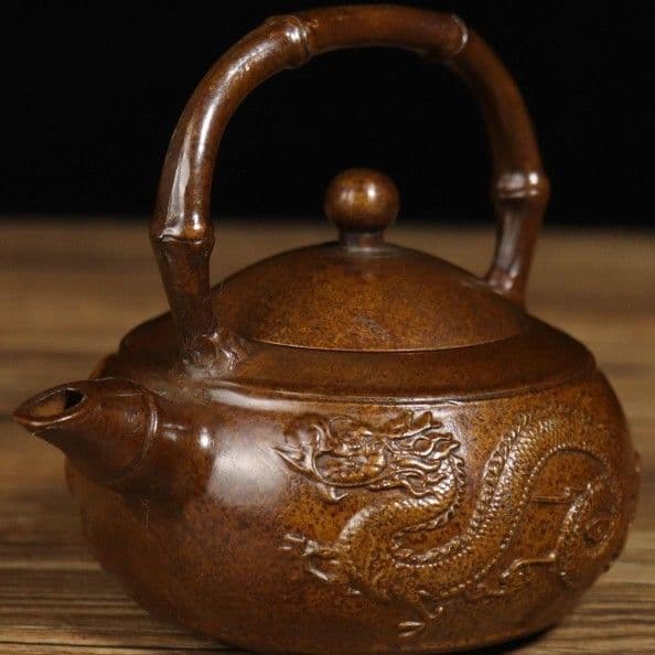 銅龍鳳徳利 茶壺 茶器 茶道具 煎茶道具 装飾品 工芸品 置物