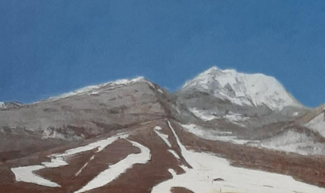 岡宏、「妙高初冠雪」、希少画集の額装画、四季、風景、人気作品