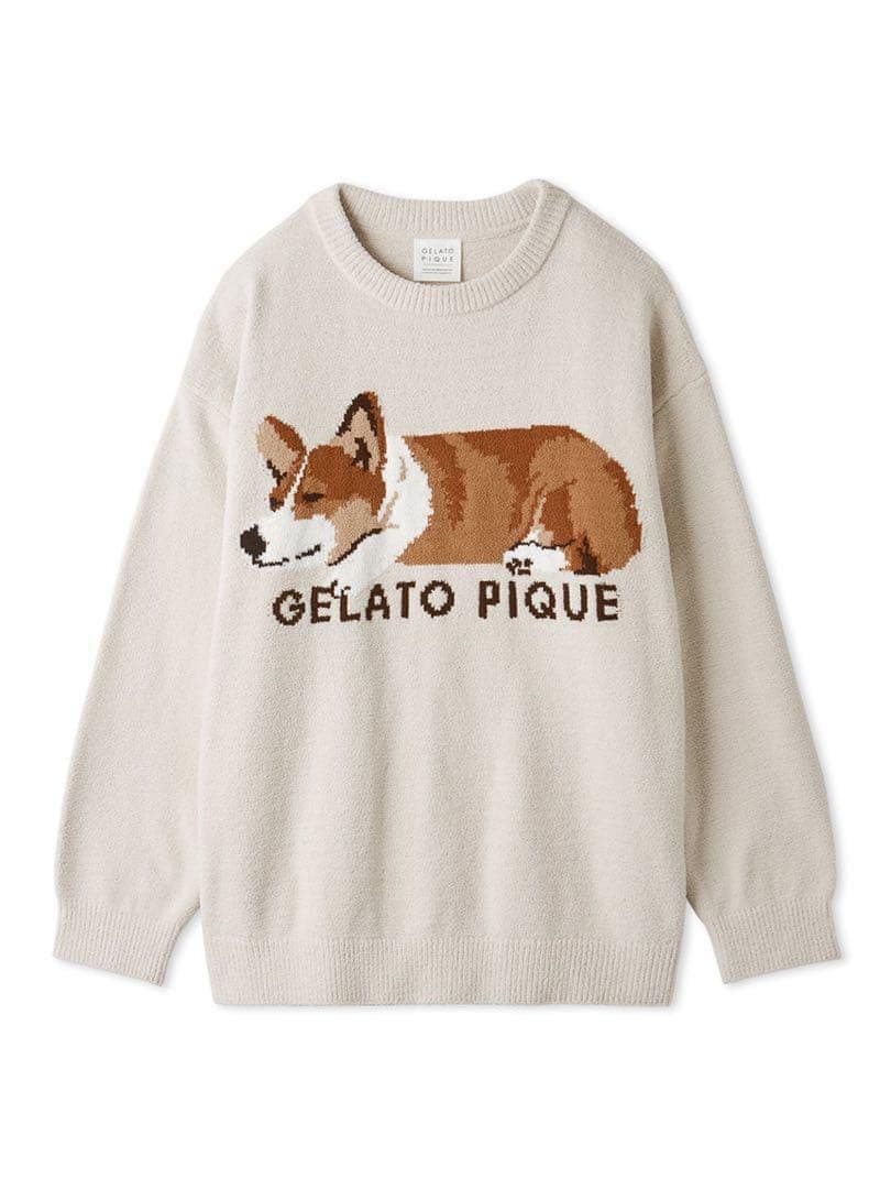 ジェラートピケ SLEEPING DOG ジャガードプルオーバー コーギー