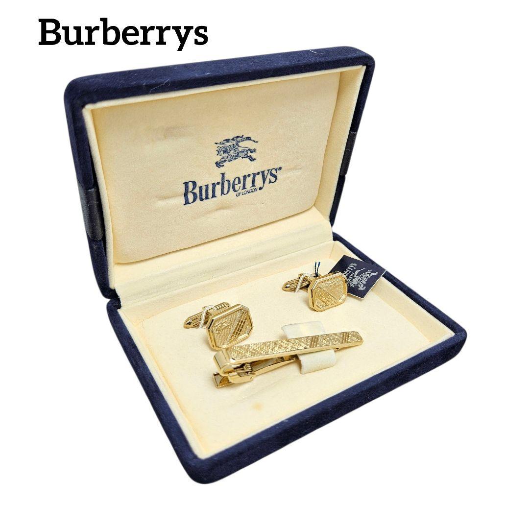 【未使用】Burberrys ネクタイピン カフス ゴールド 騎士 チェック