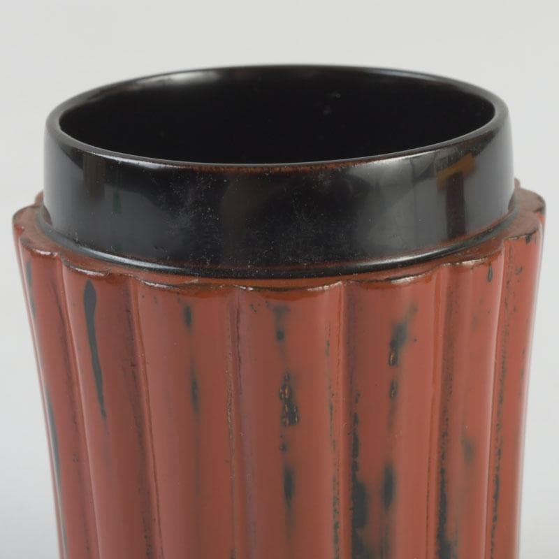 茶道具　輪島塗　久世宗春作　根来菊形　末広棗　共箱　V　9648