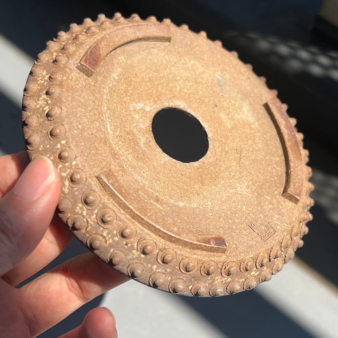 772.平安虹泉 梨皮鼓釘丸 盆栽鉢 植木鉢 12.4*1.8cm