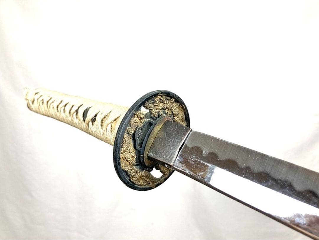 模造刀 2本セット 彫金 竜金 竜刀身 太刀 小太刀 刀置き付き