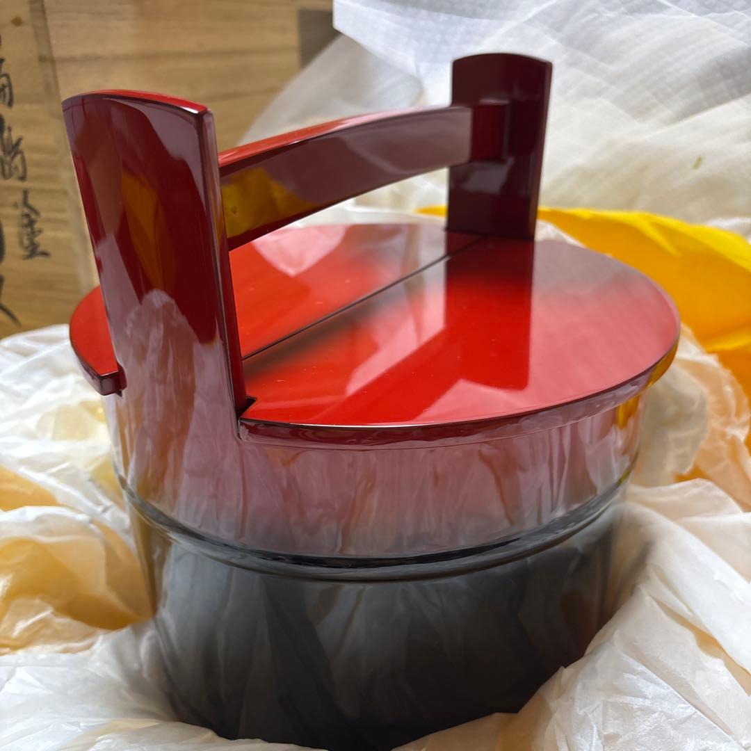輪島塗り漆器 手桶水指　塗師幸悦