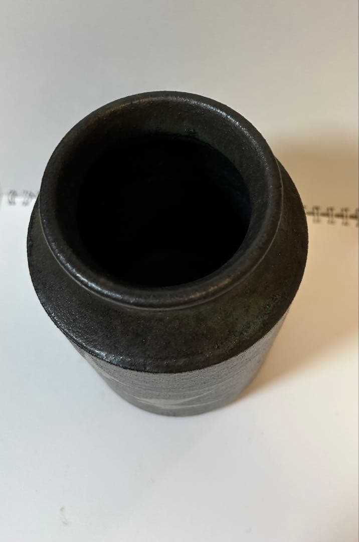 蒼釉蝶文花入
