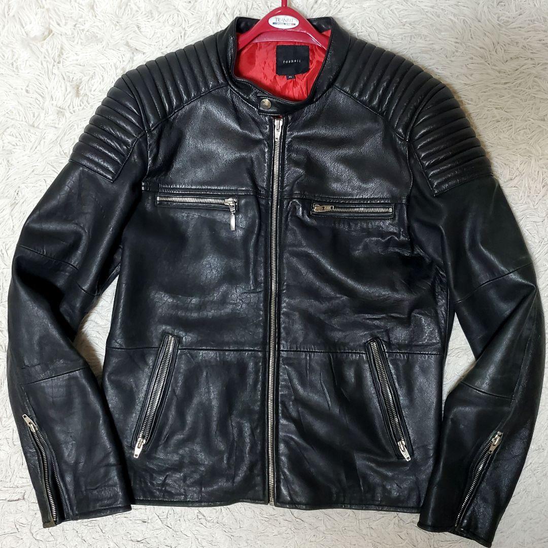 XL ROSHELL ラムレザー ライダース キルティング ブラック