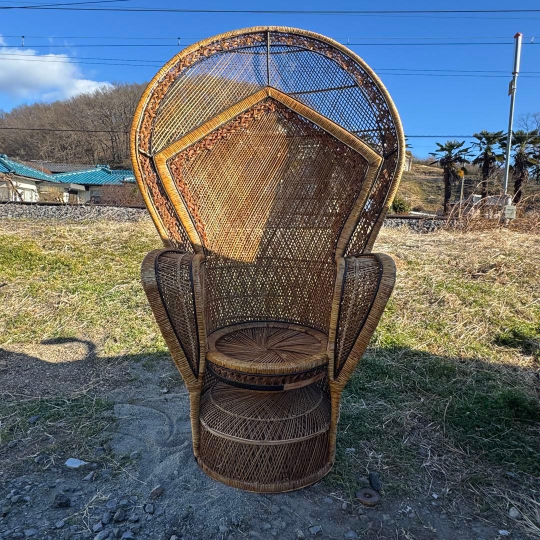 ピーコックチェア 籐家具リゾートエマニエルチェア ラタン アンティーク レトロ