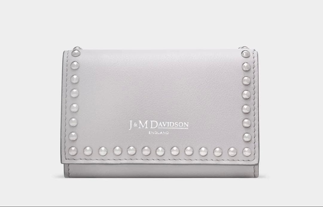 【未使用品】J&M DAVIDSON/スタッズ三つ折り財布/グレー