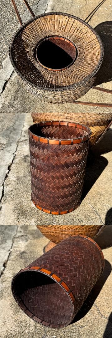 達磨牡丹籠 ダルマボタン籠 網代 茶道具 生花 中国 大花入 高さ約93cm