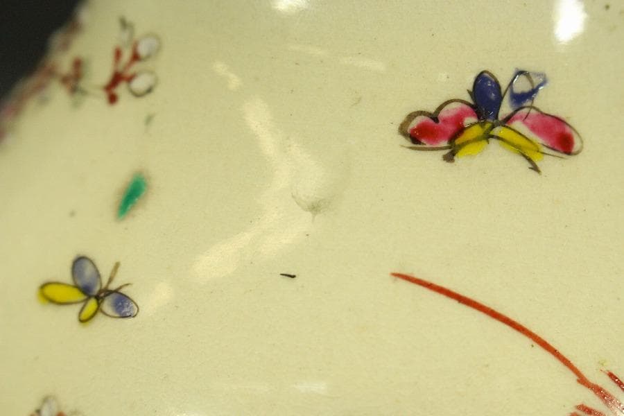 色絵 草花紋 花瓶 明治 京 薩摩 高21.6cm(LC503)