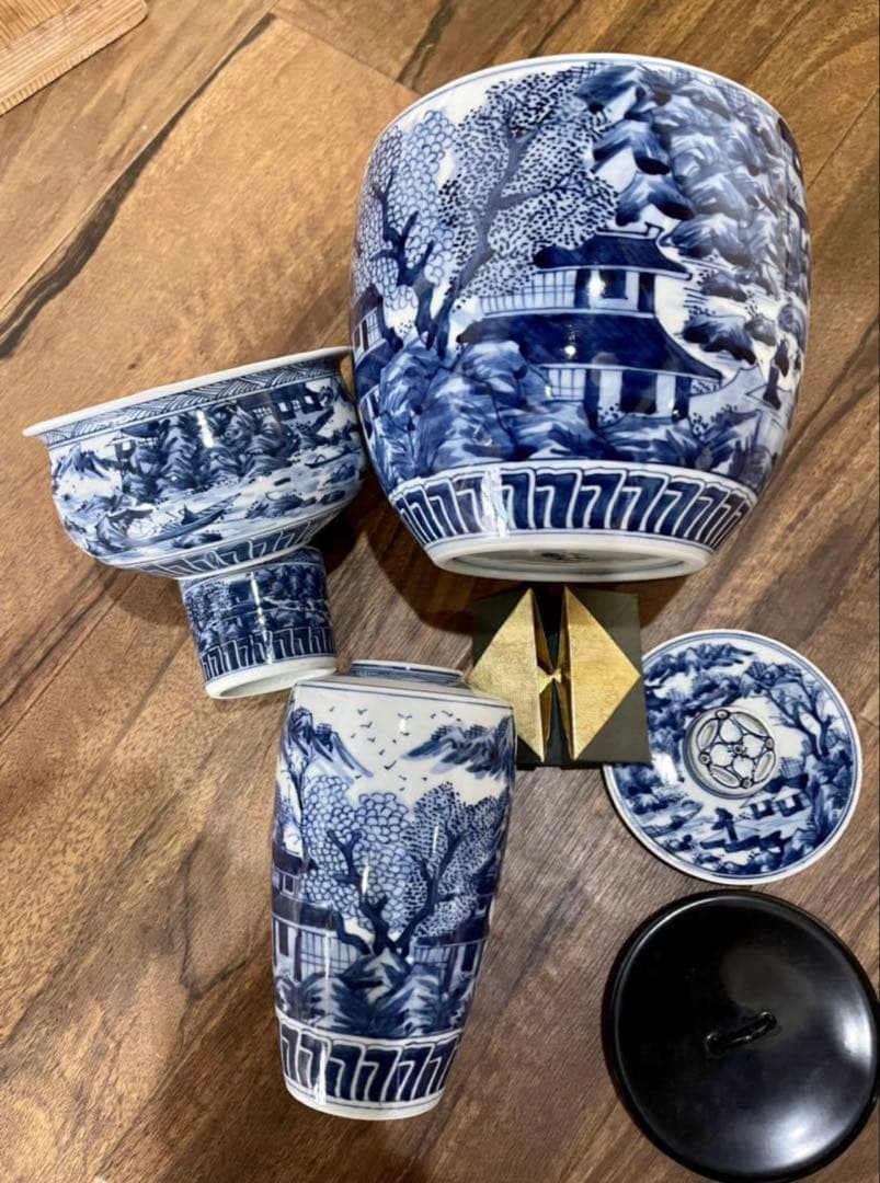 茶道具_青華山水画_皆具_平安_特泉造