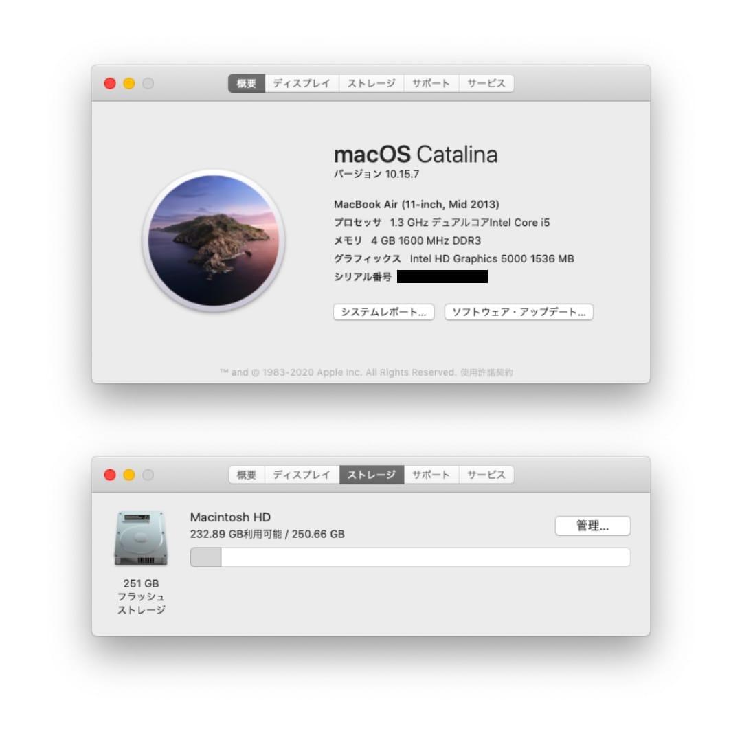 MacBook Air 11インチ Mid 2013