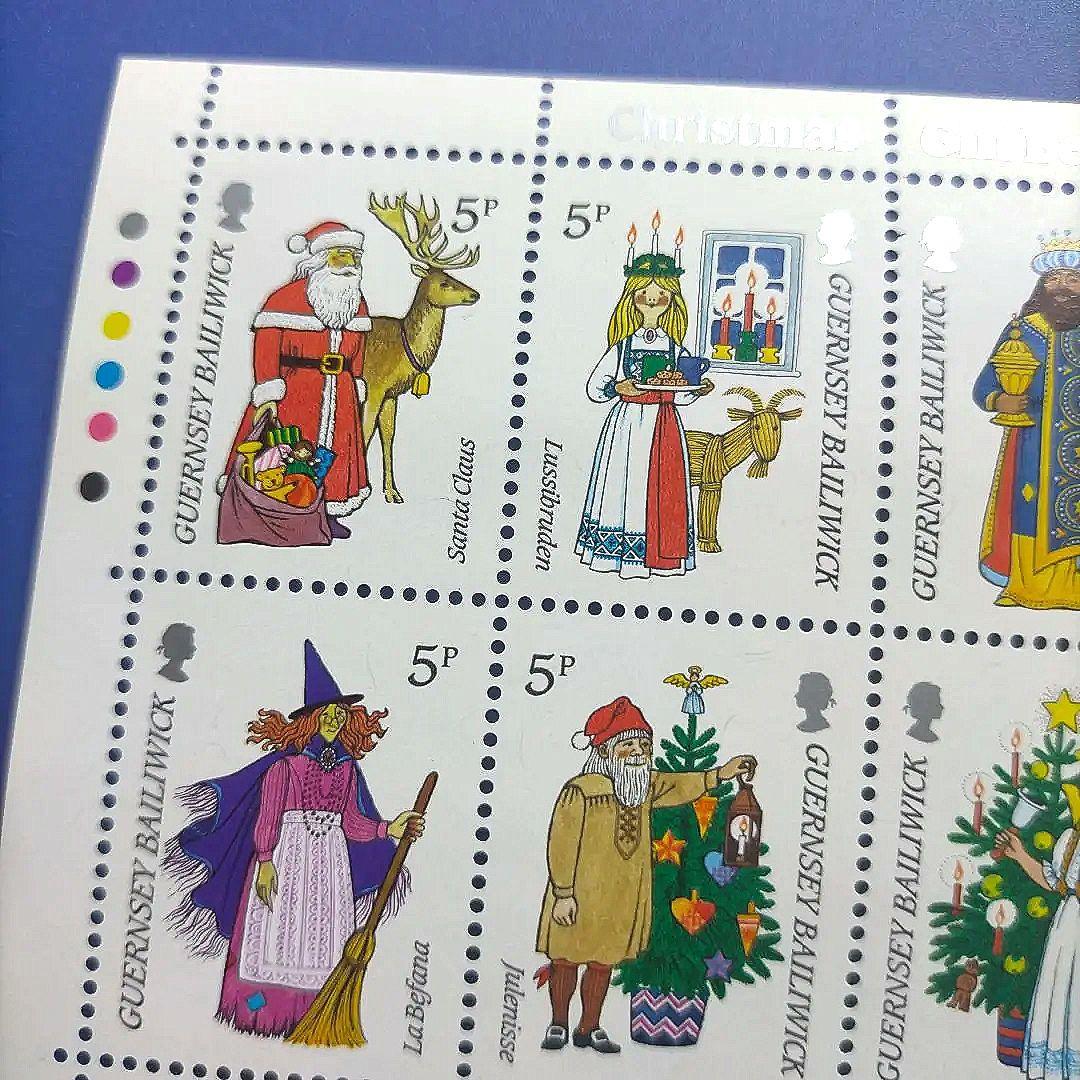 4518 外国切手 ガーンジー 1985年クリスマス シートおしゃれデザイン