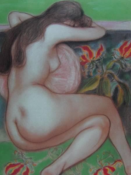 古沢 岩美、グロリオサ、希少画集画、新品額装付