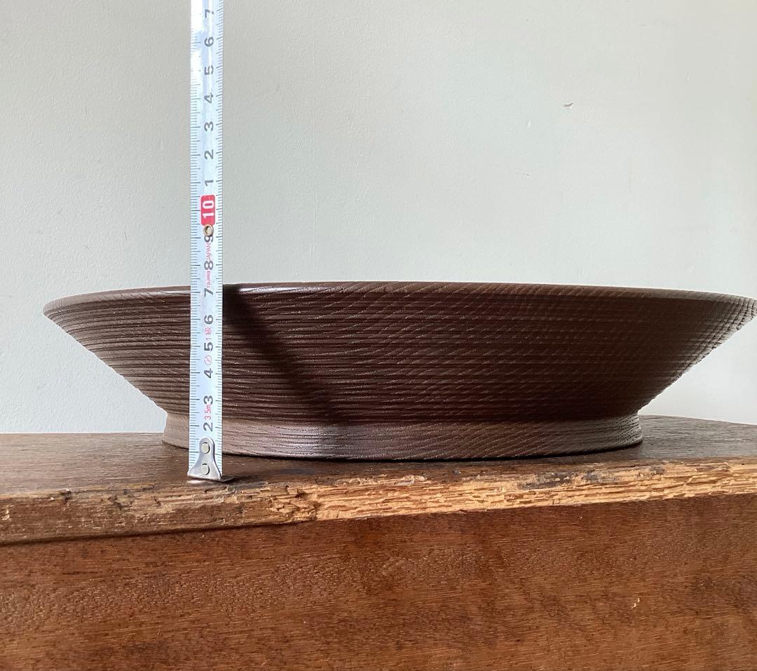 直径38cm 桑の木の器　木のプレート　くり抜き盆　ろくろ引き　当時物　時代物