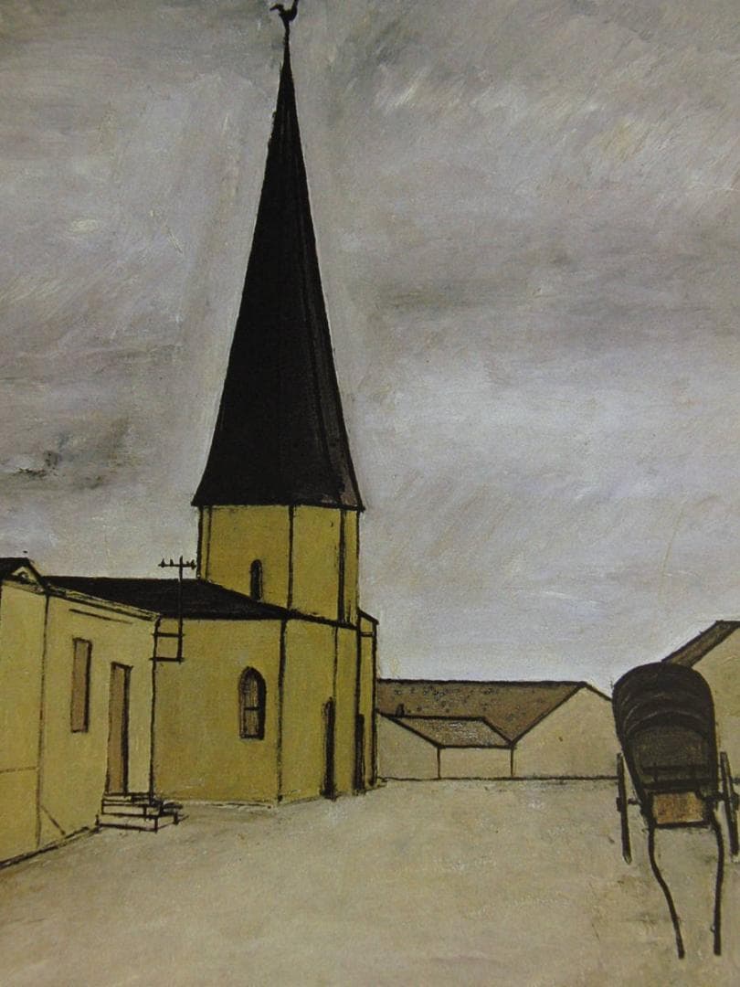 ベルナール・ビュッフェ、「Le clocher」、希少画集の額装画、人気作品