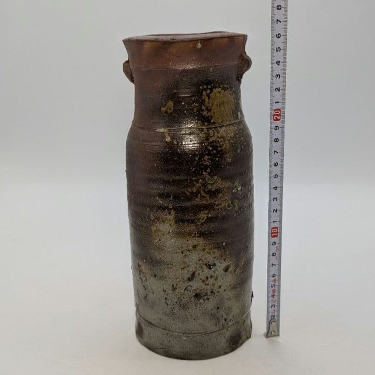 岡山県重要無形文化財 藤原建 備前焼 花入 共箱共布 花器 花瓶 フラワーベース