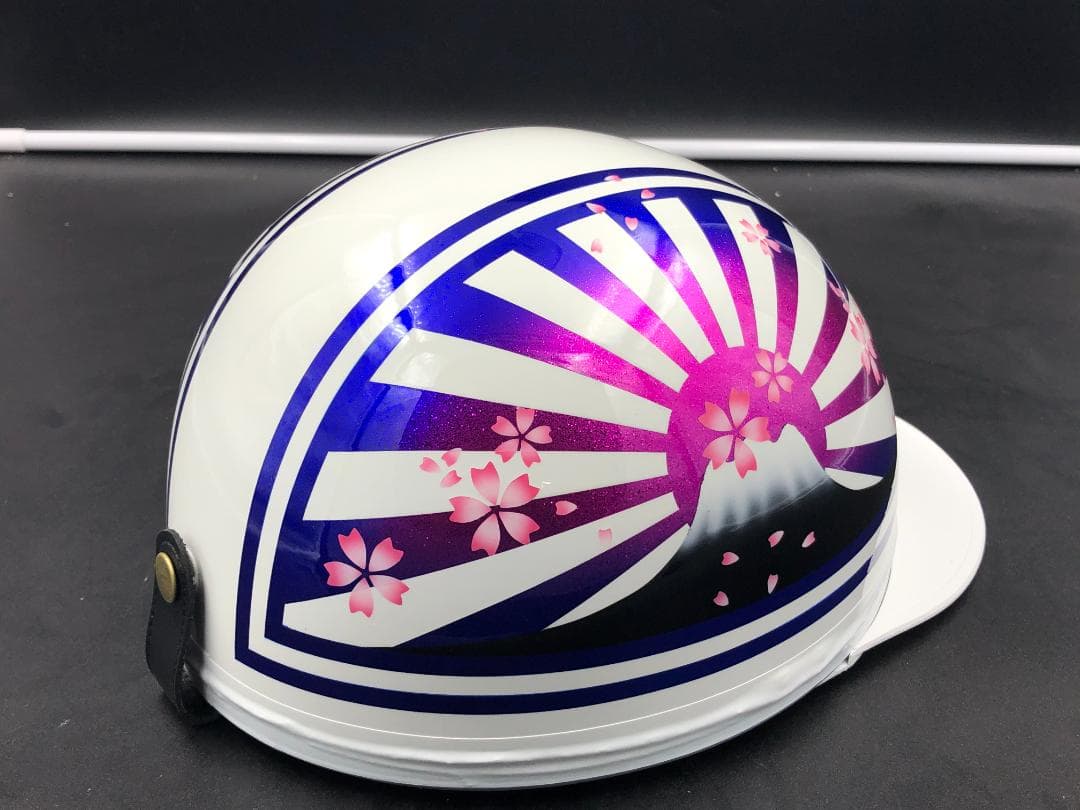 コルク半　カスタム　富士日章　三つボタン　ホワイトピンクブルー　ラメ　桜