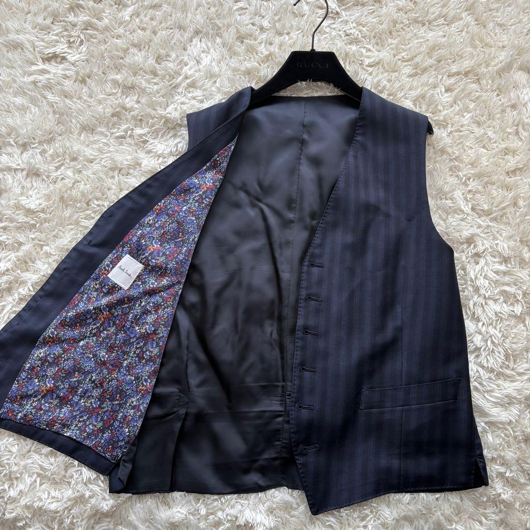 【現行タグ】美品　ポール・スミス ストライプ スーツ　ベスト　ネイビー