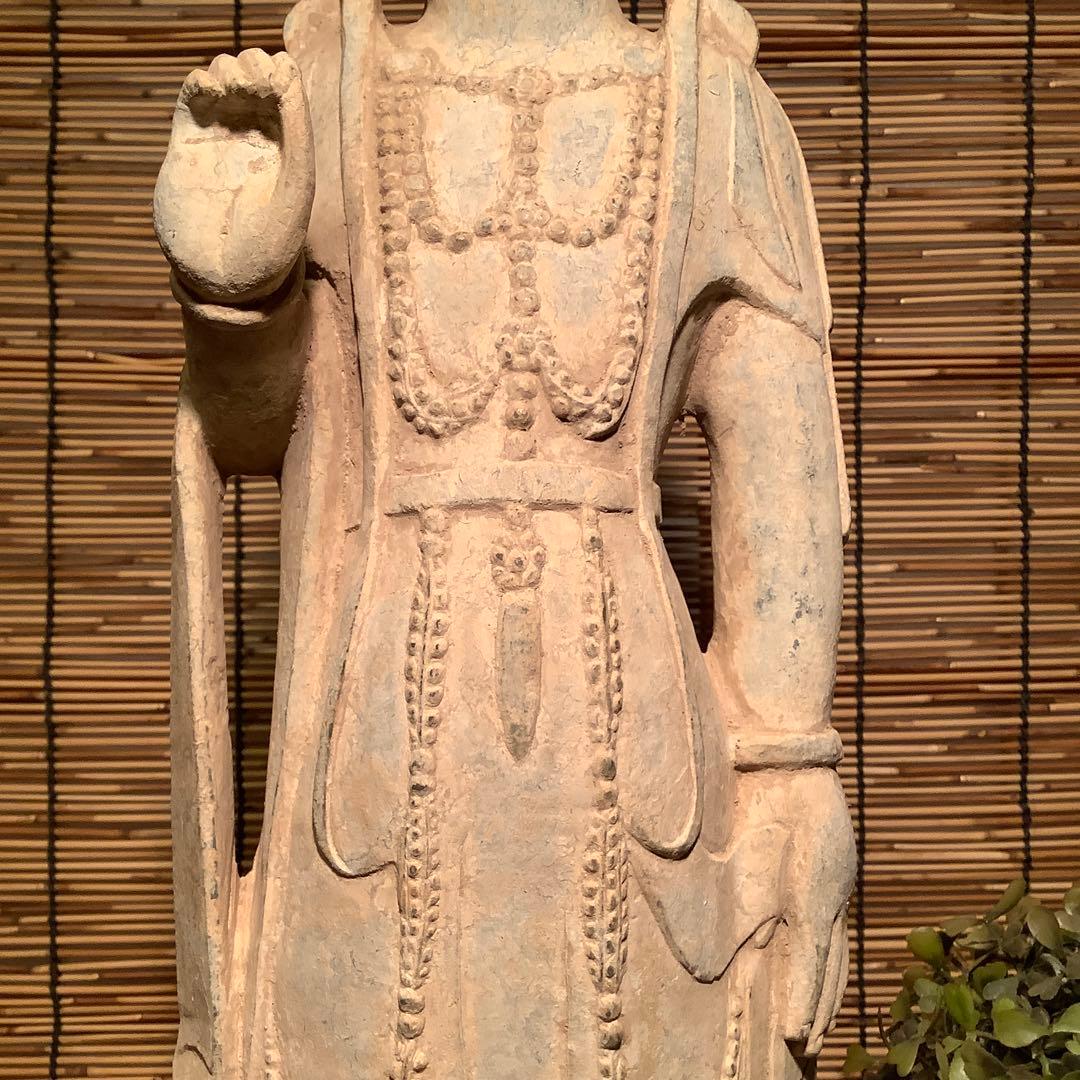 中国北魏「石雕・菩薩立像」南北朝時代・北斎・北魏様式・大乗仏教寺院放出・極上大型