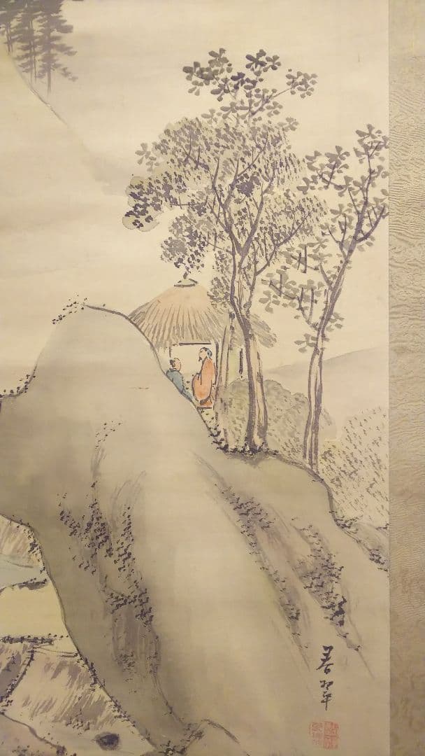 掛け軸　若翠　茶室二人