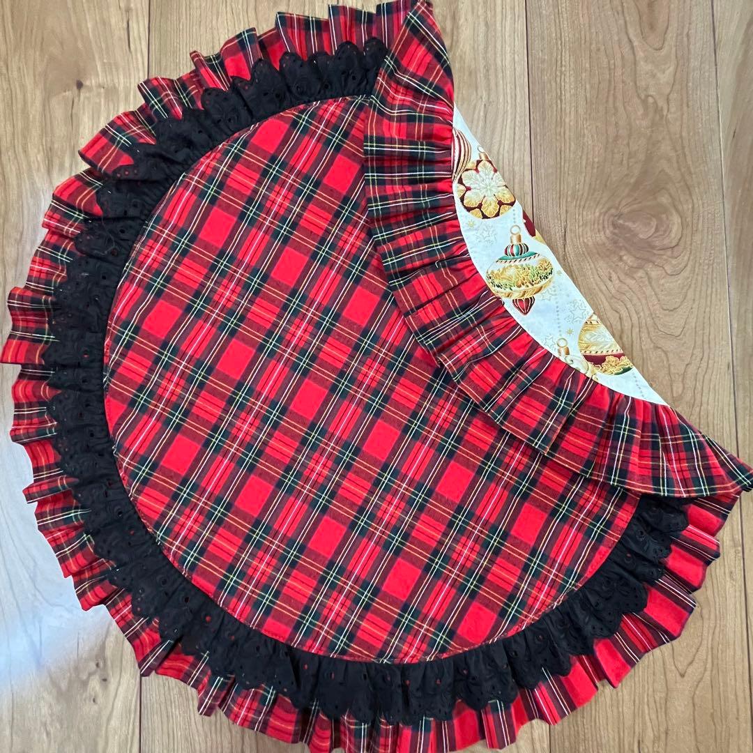 1210.カフェマットM56 赤タータンチェック　リバーシブルハンドメイド　犬服