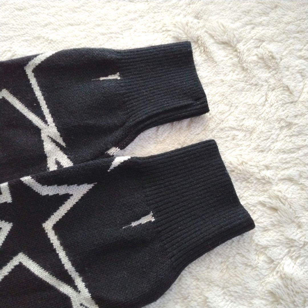 パーリーゲイツ　ウール 刺繍 星柄ジャガード モックネック ニット プルオーバー