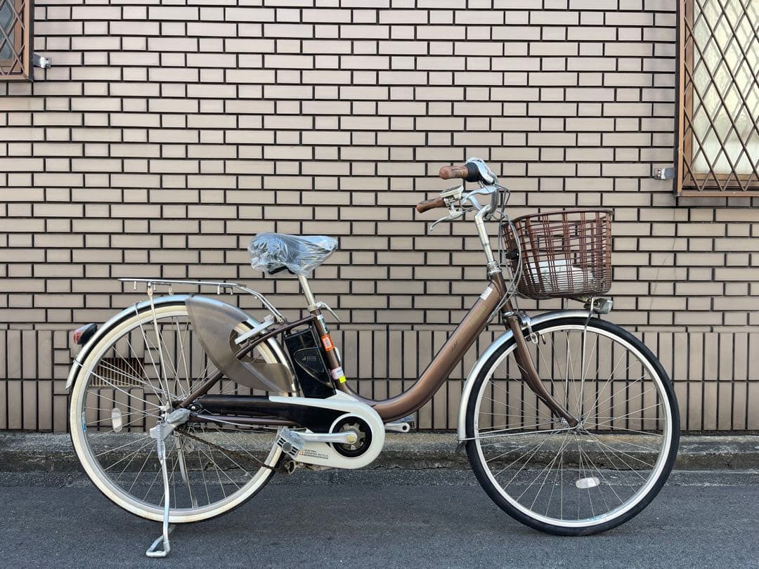 電動アシスト自転車 ブラウン 26インチ 前カゴ付き