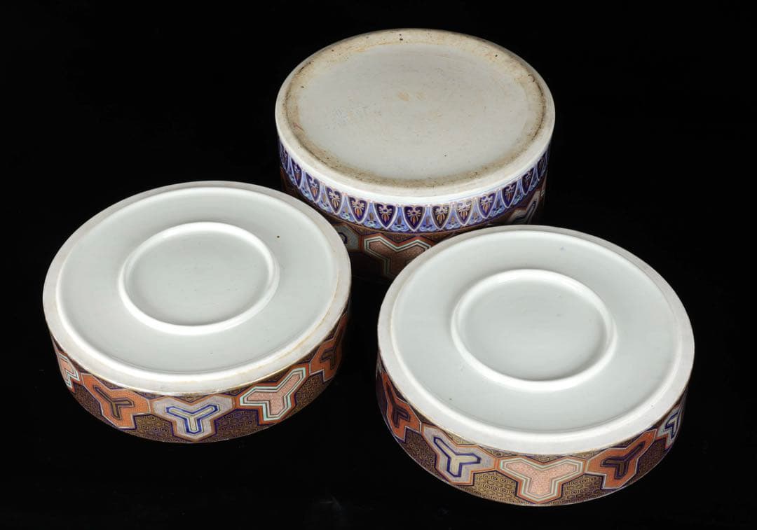 【希少古伊万里】金襴手龍文様三段重 重箱 豪華絢爛色絵金彩細工 古美術 骨董品