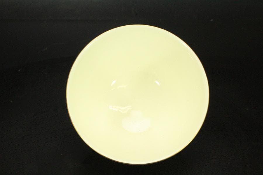 【未使用品】茶道具 清水焼 粟田窯 茶碗 金彩金葵紋 岡田暁山作 (メ1224)